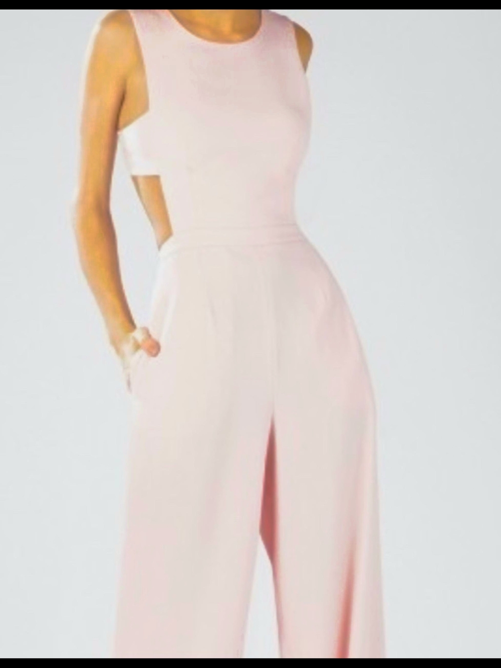 Express Sleeveless Wide-Leg Jumpsuit in Pale Pink